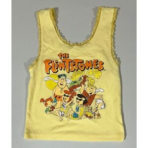 Yellow ‘The Flintstones’ Lace Graphic Tank Top T-Shirt Cami Camisole Size S 🌼✨